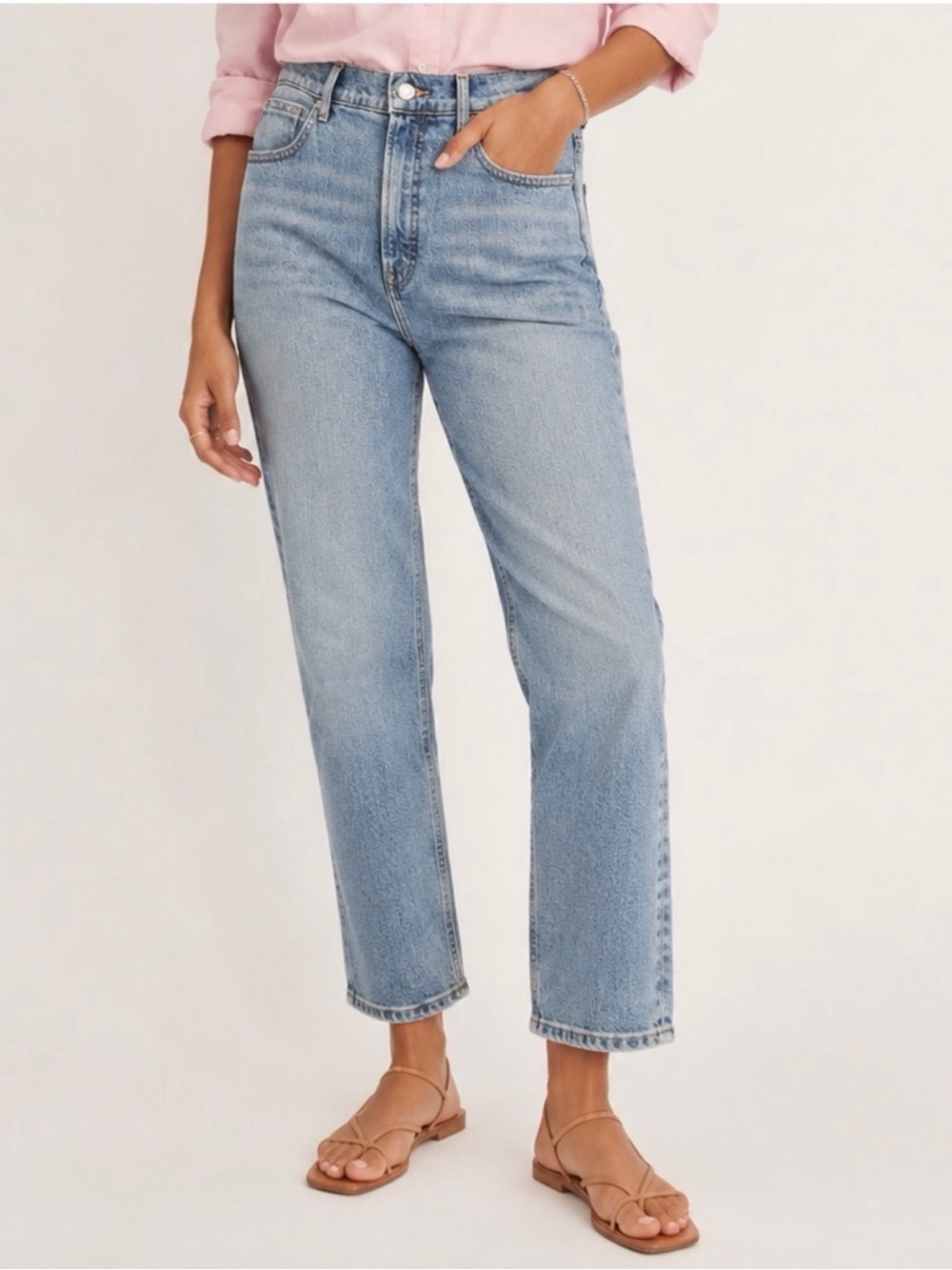 Everlane The Way High Jean Light Wash Straight Leg Organic Cotton Denim Size 26